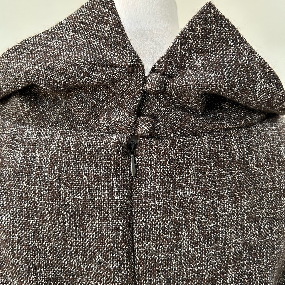 Banana Republic Textured Wool Blend Brown Midi Cowl Neck Dress, Size 14 - Picture 5 of 6